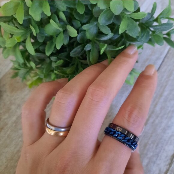 Men's Stainless Steel Spinner Ring NWT! - Roman Numerals, Size 7 - Picture 3 of 14